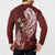 Tahiti Islands Polynesian Plumeria Button Sweatshirt Tahitian Vahine 'Ote'a - Scarlet