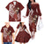 Tahiti Islands Polynesian Plumeria Family Matching Off The Shoulder Long Sleeve Dress and Hawaiian Shirt Tahitian Vahine 'Ote'a - Scarlet