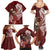 Tahiti Islands Polynesian Plumeria Family Matching Summer Maxi Dress and Hawaiian Shirt Tahitian Vahine 'Ote'a - Scarlet