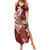 Tahiti Islands Polynesian Plumeria Family Matching Summer Maxi Dress and Hawaiian Shirt Tahitian Vahine 'Ote'a - Scarlet