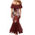 Tahiti Islands Polynesian Plumeria Mermaid Dress Tahitian Vahine 'Ote'a - Scarlet