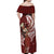 Tahiti Islands Polynesian Plumeria Off Shoulder Maxi Dress Tahitian Vahine 'Ote'a - Scarlet