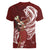 Tahiti Islands Polynesian Plumeria Women V-Neck T-Shirt Tahitian Vahine 'Ote'a - Scarlet