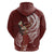 Tahiti Islands Polynesian Plumeria Zip Hoodie Tahitian Vahine 'Ote'a - Scarlet