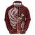 Tahiti Islands Polynesian Plumeria Zip Hoodie Tahitian Vahine 'Ote'a - Scarlet