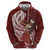 Tahiti Islands Polynesian Plumeria Zip Hoodie Tahitian Vahine 'Ote'a - Scarlet