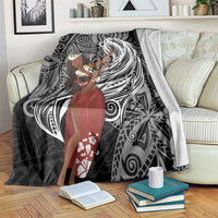 Tahiti Islands Polynesian Plumeria Blanket Tahitian Vahine 'Ote'a - Black LT7 Black - Polynesian Pride