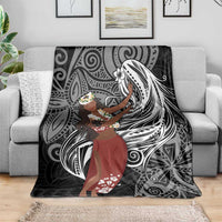 Tahiti Islands Polynesian Plumeria Blanket Tahitian Vahine 'Ote'a - Black LT7 - Polynesian Pride
