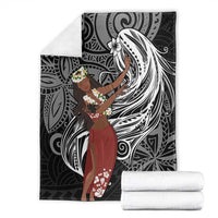 Tahiti Islands Polynesian Plumeria Blanket Tahitian Vahine 'Ote'a - Black LT7 - Polynesian Pride