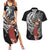 Tahiti Islands Polynesian Plumeria Couples Matching Summer Maxi Dress and Hawaiian Shirt Tahitian Vahine 'Ote'a - Black