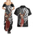 Tahiti Islands Polynesian Plumeria Couples Matching Summer Maxi Dress and Hawaiian Shirt Tahitian Vahine 'Ote'a - Black