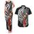 Tahiti Islands Polynesian Plumeria Couples Matching Tank Maxi Dress and Hawaiian Shirt Tahitian Vahine 'Ote'a - Black