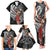 Tahiti Islands Polynesian Plumeria Family Matching Tank Maxi Dress and Hawaiian Shirt Tahitian Vahine 'Ote'a - Black