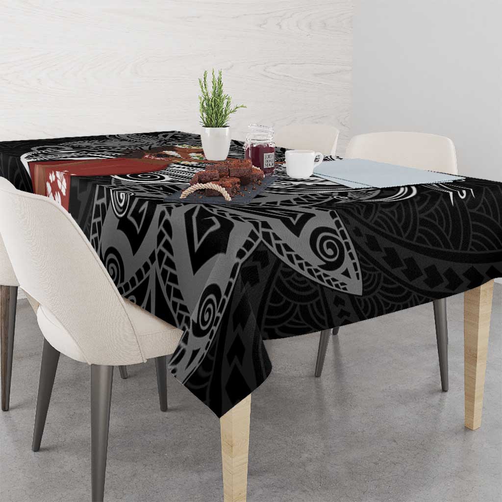 Tahiti Islands Polynesian Plumeria Tablecloth Tahitian Vahine 'Ote'a - Black LT7 - Polynesian Pride