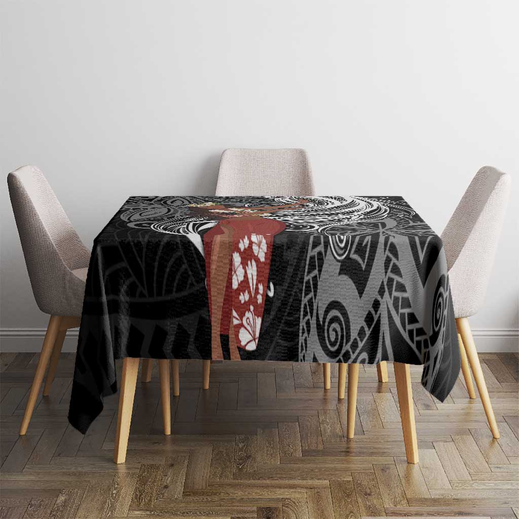 Tahiti Islands Polynesian Plumeria Tablecloth Tahitian Vahine 'Ote'a - Black LT7 - Polynesian Pride