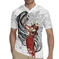 Tahiti Islands Polynesian Plumeria Rugby Jersey Tahitian Vahine 'Ote'a - White LT7 - Polynesian Pride