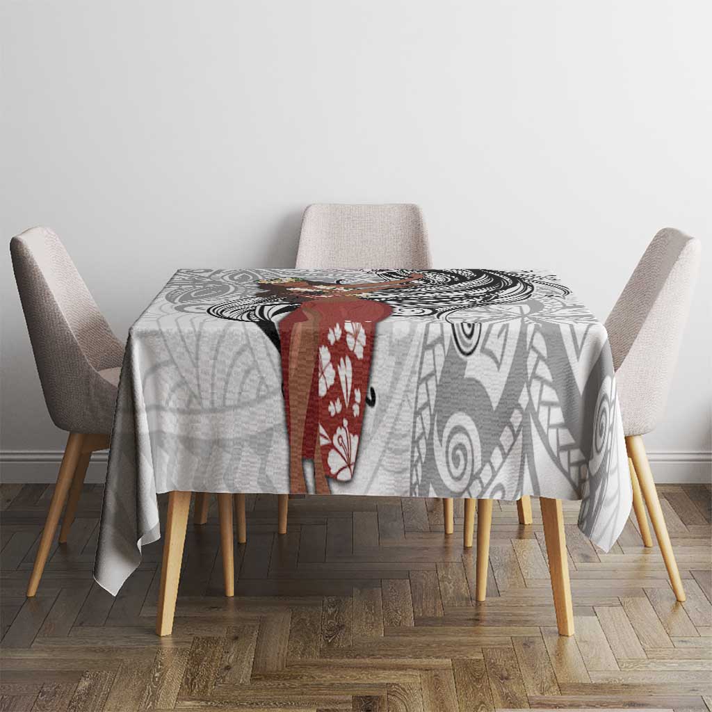 Tahiti Islands Polynesian Plumeria Tablecloth Tahitian Vahine 'Ote'a - White LT7 - Polynesian Pride