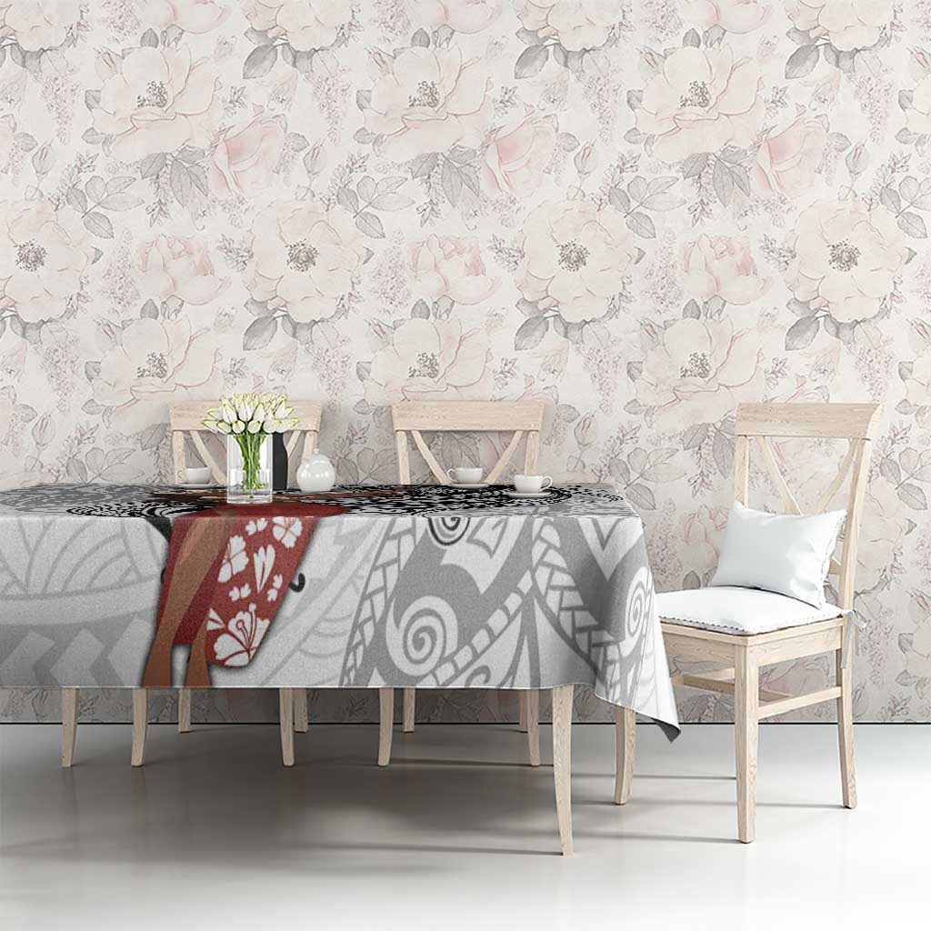 Tahiti Islands Polynesian Plumeria Tablecloth Tahitian Vahine 'Ote'a - White LT7 - Polynesian Pride