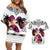 Polynesian Couples Matching Off Shoulder Short Dress and Hawaiian Shirt Dog Lover With Beagle - Sunset At The Beach White Ver LT7 White - Polynesian Pride