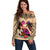 Polynesian Off Shoulder Sweater Dog Lover With Border Collie - Sunset At The Beach LT7 Women Coral - Polynesian Pride