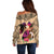 Polynesian Off Shoulder Sweater Dog Lover With Border Collie - Sunset At The Beach LT7 - Polynesian Pride