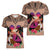 Polynesian Women V Neck T Shirt Dog Lover With Border Collie - Sunset At The Beach Brown Ver LT7 - Polynesian Pride