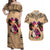 Polynesian Couples Matching Off Shoulder Maxi Dress and Hawaiian Shirt Dog Lover With German Shepherd - Sunset At The Beach LT7 Coral - Polynesian Pride