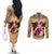 Polynesian Couples Matching Off The Shoulder Long Sleeve Dress and Long Sleeve Button Shirts Dog Lover With German Shepherd - Sunset At The Beach LT7 - Polynesian Pride