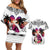 Polynesian Couples Matching Off Shoulder Short Dress and Hawaiian Shirt Dog Lover With German Shepherd - Sunset At The Beach White Ver LT7 White - Polynesian Pride