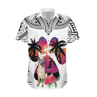 Polynesian Hawaiian Shirt Dog Lover With German Shepherd - Sunset At The Beach White Ver LT7 White - Polynesian Pride
