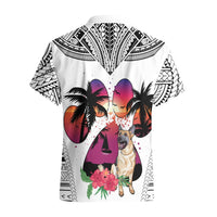 Polynesian Hawaiian Shirt Dog Lover With German Shepherd - Sunset At The Beach White Ver LT7 - Polynesian Pride