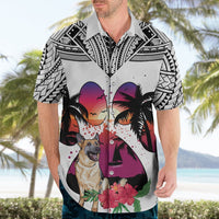 Polynesian Hawaiian Shirt Dog Lover With German Shepherd - Sunset At The Beach White Ver LT7 - Polynesian Pride