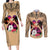 Polynesian Couples Matching Long Sleeve Bodycon Dress and Long Sleeve Button Shirts Dog Lover With Samoyed - Sunset At The Beach LT7 Coral - Polynesian Pride