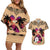 Polynesian Couples Matching Off Shoulder Short Dress and Hawaiian Shirt Dog Lover With Samoyed - Sunset At The Beach LT7 Coral - Polynesian Pride