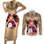 Polynesian Couples Matching Short Sleeve Bodycon Dress and Long Sleeve Button Shirts Dog Lover With Samoyed - Sunset At The Beach LT7 Coral - Polynesian Pride