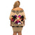 Polynesian Off Shoulder Short Dress Dog Lover With Samoyed - Sunset At The Beach LT7 - Polynesian Pride