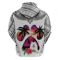 Polynesian Hoodie Dog Lover With Samoyed - Sunset At The Beach White Ver LT7 - Polynesian Pride