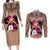 Polynesian Couples Matching Long Sleeve Bodycon Dress and Long Sleeve Button Shirts Dog Lover With Samoyed - Sunset At The Beach Brown Ver LT7 Brown - Polynesian Pride