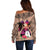 Polynesian Off Shoulder Sweater Dog Lover With Samoyed - Sunset At The Beach Brown Ver LT7 - Polynesian Pride