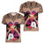 Polynesian Women V Neck T Shirt Dog Lover With Samoyed - Sunset At The Beach Brown Ver LT7 - Polynesian Pride