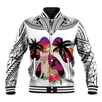 Polynesian Baseball Jacket Dog Lover With Shiba Inu - Sunset At The Beach White Ver LT7 Unisex White - Polynesian Pride