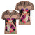 Polynesian Women V Neck T Shirt Dog Lover With Shiba Inu - Sunset At The Beach Brown Ver LT7 - Polynesian Pride