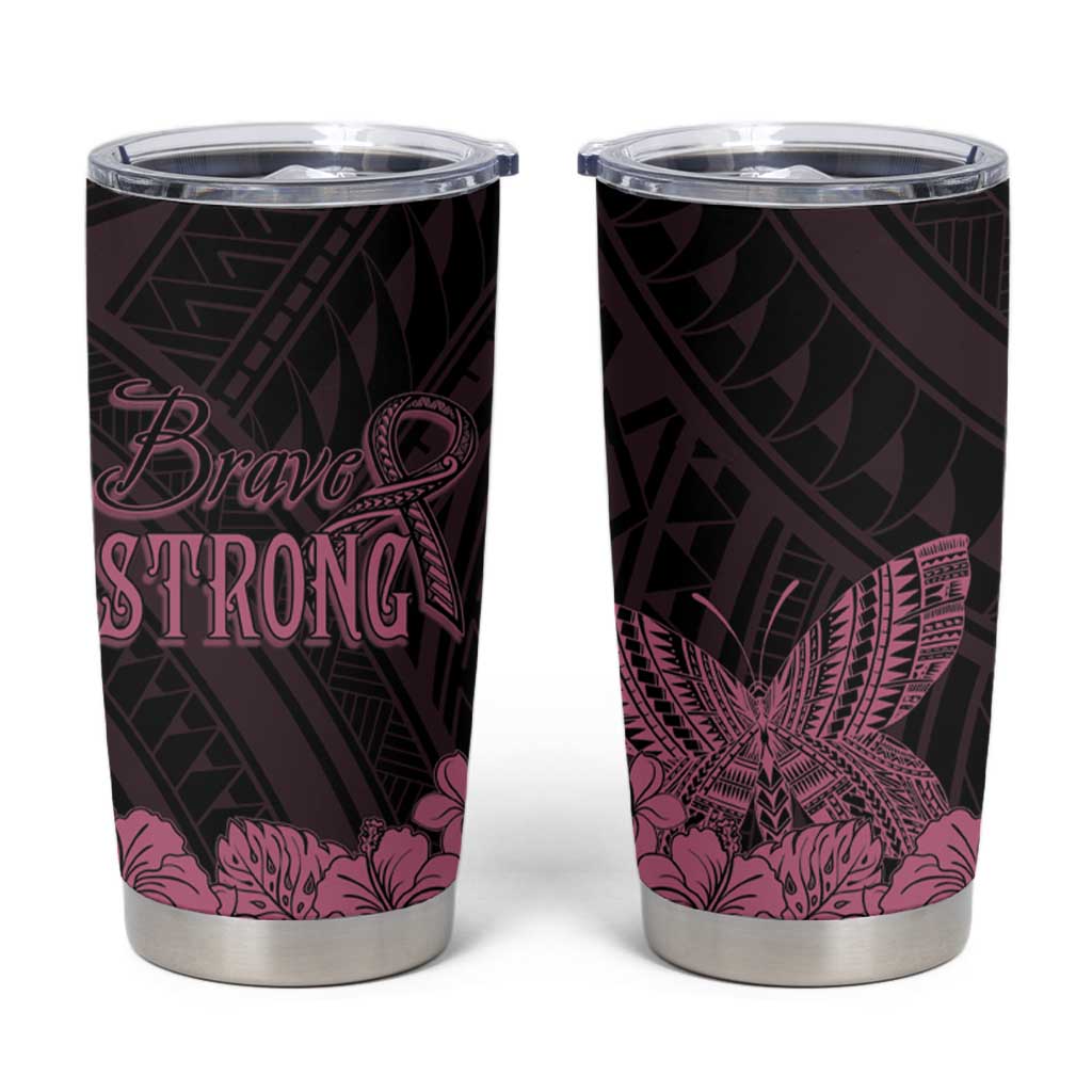 Polynesian Breast Cancer Awareness Tumbler Cup Floral Butterfly LT7 Pink - Polynesian Pride