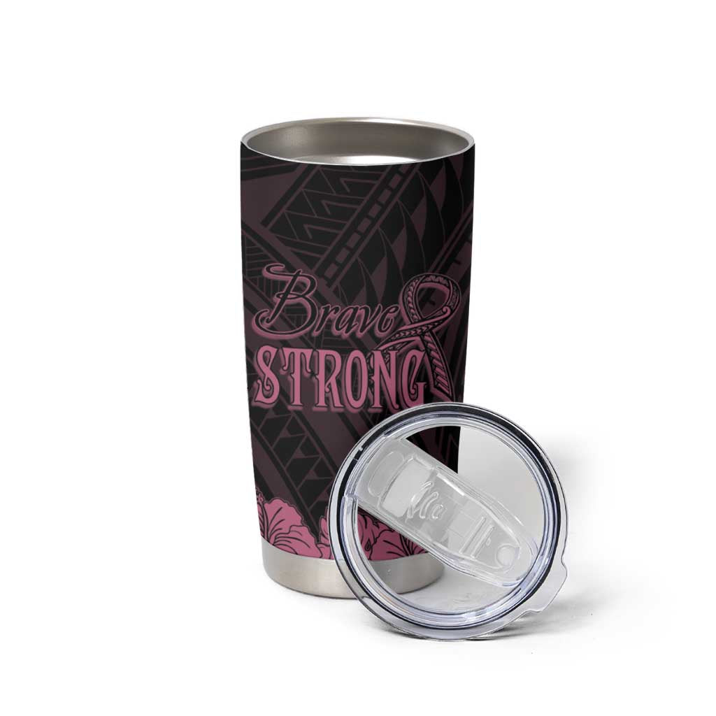 Polynesian Breast Cancer Awareness Tumbler Cup Floral Butterfly LT7 - Polynesian Pride