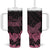 Polynesian Breast Cancer Awareness Tumbler With Handle Floral Butterfly