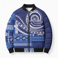 Queen Salote College 100th Anniversary Bomber Puffer Jacket QSC Royal Girls LT7 Unisex Royal Blue - Polynesian Pride