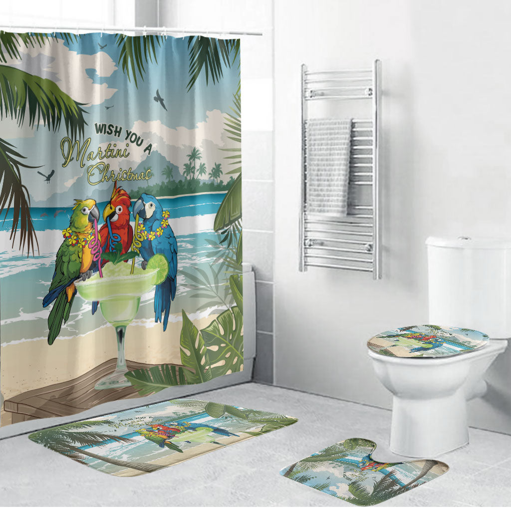 Wish You A Merry Martini Christmas Bathroom Set Cocktail Parrot-dise