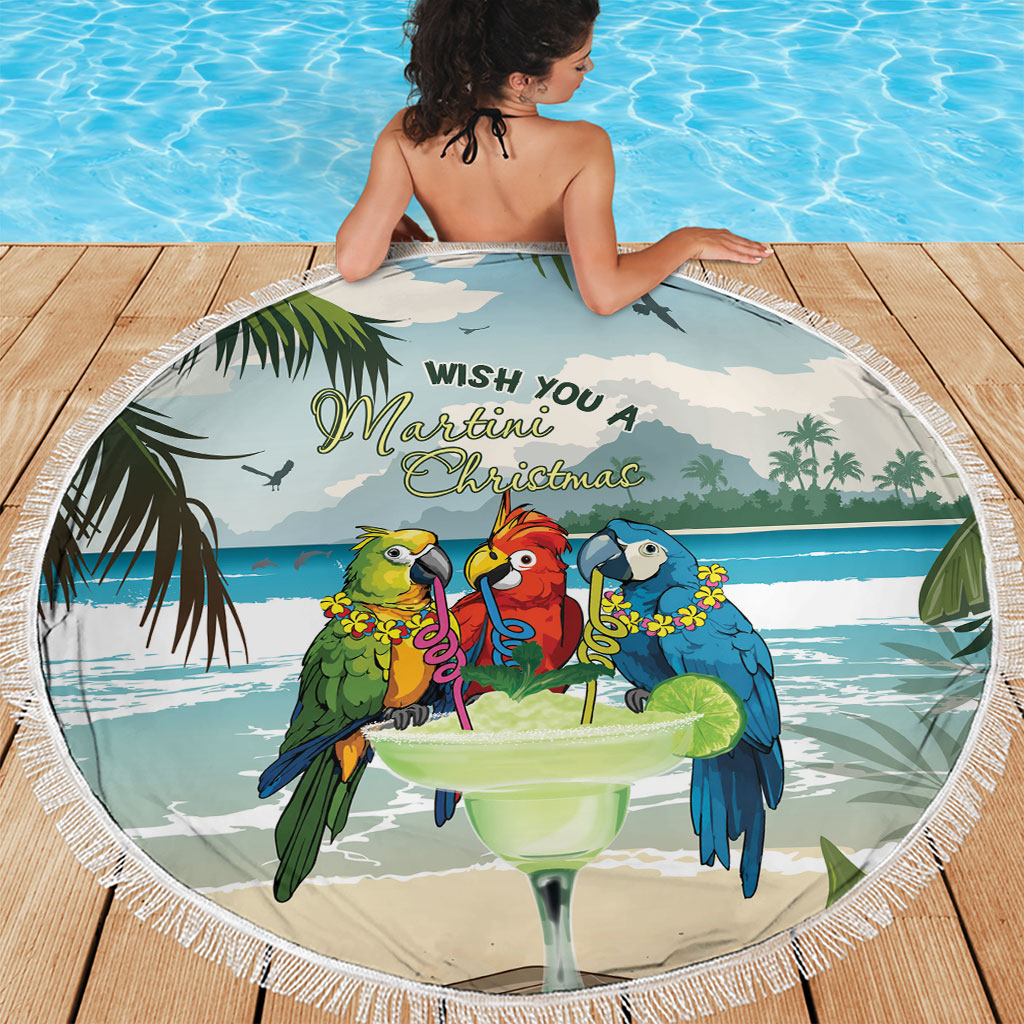 Wish You A Merry Martini Christmas Beach Blanket Cocktail Parrot-dise