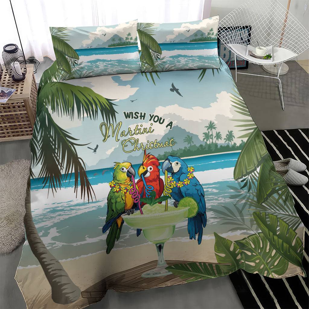 Wish You A Merry Martini Christmas Bedding Set Cocktail Parrot-dise