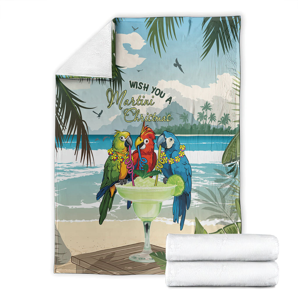 Wish You A Merry Martini Christmas Blanket Cocktail Parrot-dise